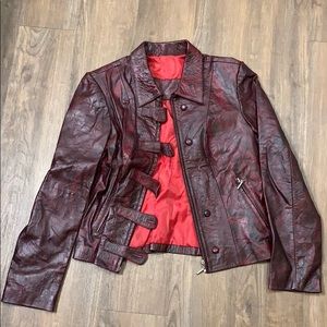 Red leather jacket